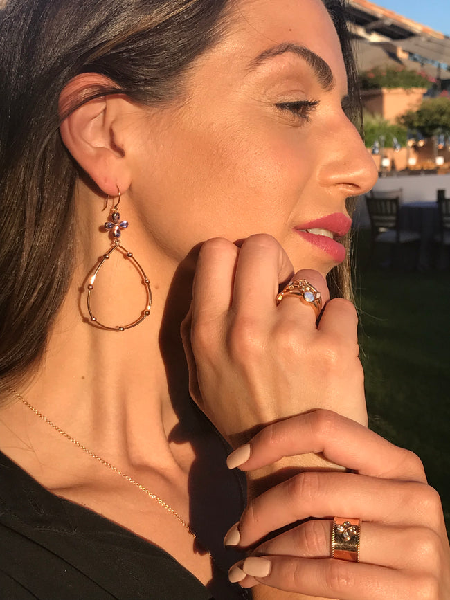Tanzanite Hoop Earrings in Rose Gold- Made to Order, Can be Customized!