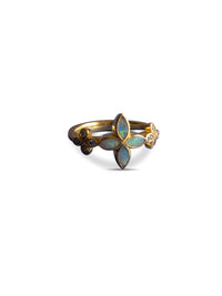 Australian Opal and Diamond Flower Ring