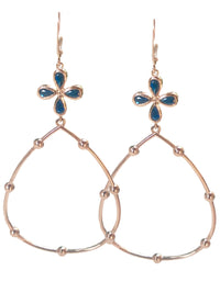 Blue Sapphire Hoop Earrings set in 14k Rose Gold