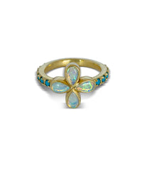 Opal and Turquoise Flower ring