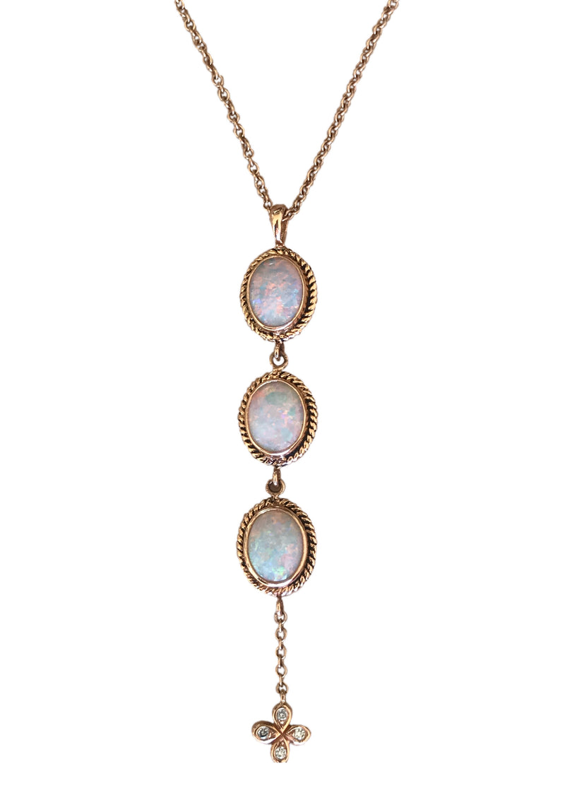 Antique inspired 18k rose gold 3 Stone Lariat available for special order