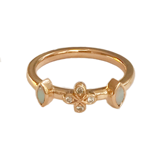 Opal and Diamond stacking ring set in 18k rose gold