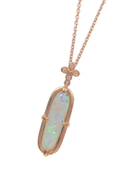 SOLD.              3.12 Australian Opal set in 18k rose gold with 1 diamond Oli and Tess flower ONE OF A KIND