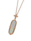 SOLD.              3.12 Australian Opal set in 18k rose gold with 1 diamond Oli and Tess flower ONE OF A KIND
