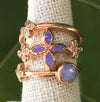 Opal Stacking Ring with Diamond flower set in 18k Rose Gold