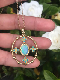 Opal and Turquoise Pendant Necklace