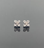 White Gold Diamond Flower Stud Earrings- Made to order