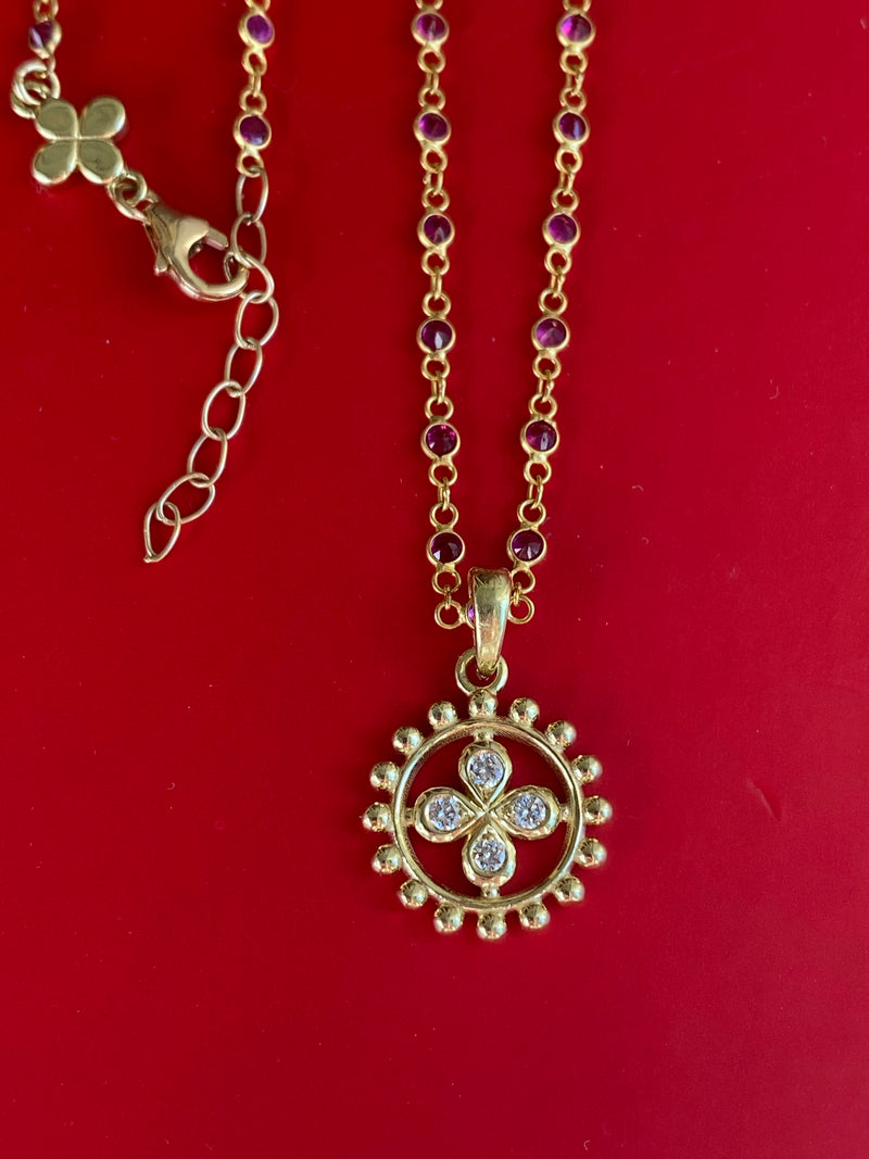 Handmade ruby chain with medallion