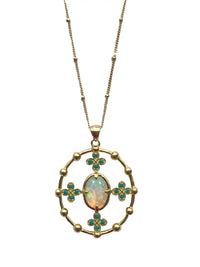 Opal and Turquoise Pendant Necklace