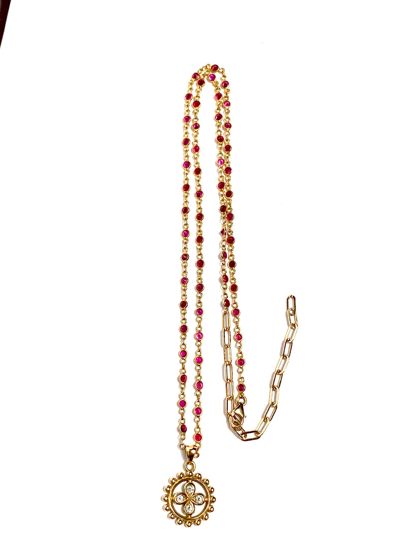 Handmade ruby chain with medallion