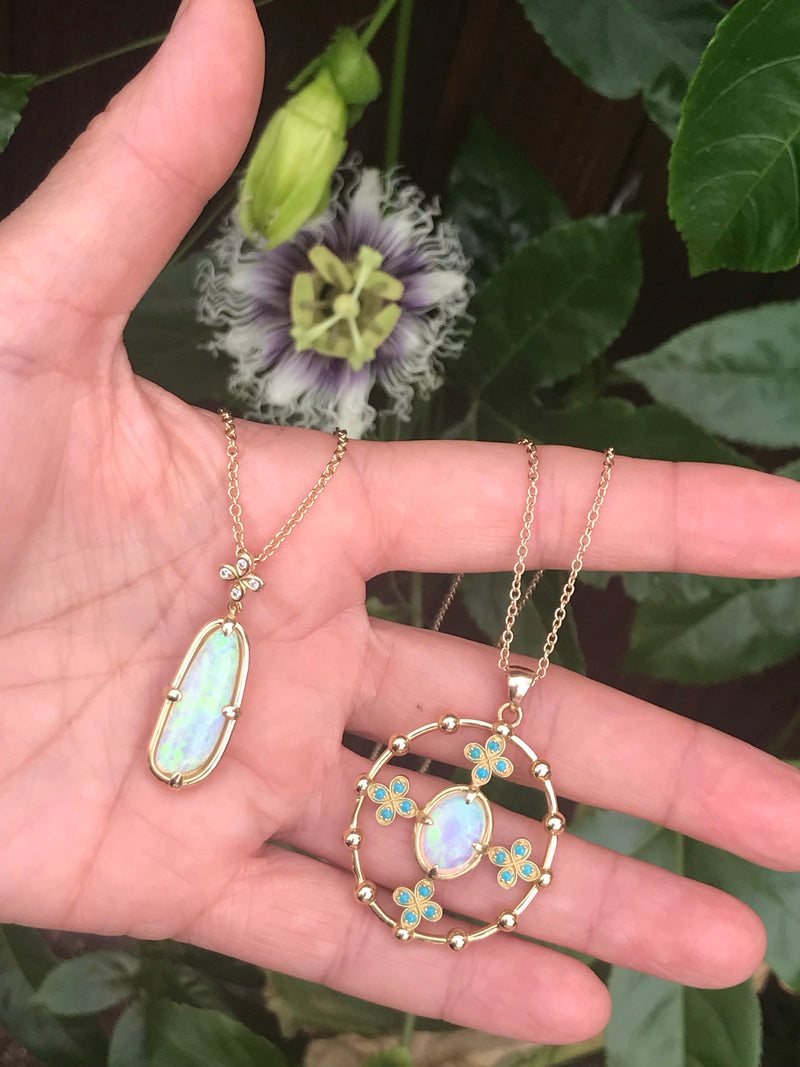 Opal and Turquoise Pendant Necklace