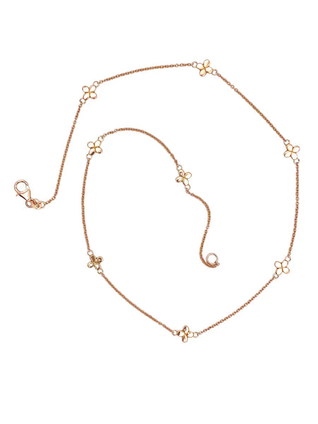 Tiny sparkly 14k rose gold necklace with diamond flower-