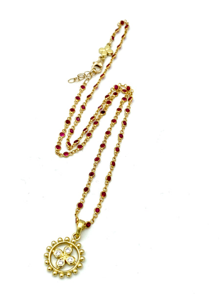 Handmade ruby chain with medallion