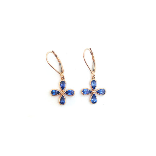 Tanzanite flower earrings set in rose gold- Can be Customized!