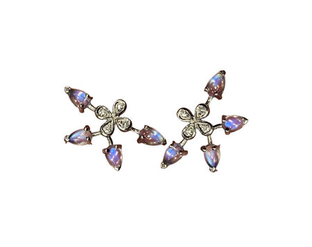 Tanzanite flower earrings set in rose gold- Made to Order