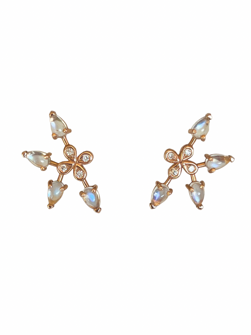 Rose Gold Moonstone Ear Climbers