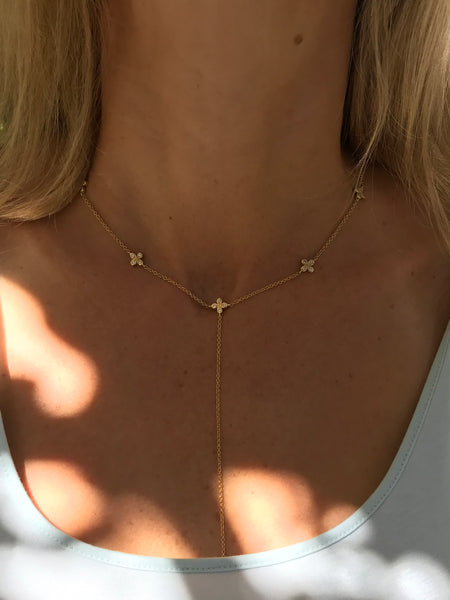 Adjustable 18k Diamond Lariat Necklace- Made to order