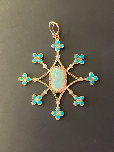 NEW! One-of-a-Kind Opal pendant necklace with seed pearls 
