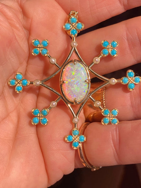 NEW! One-of-a-Kind Opal pendant necklace with seed pearls 